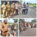 Respon cepat,camat pasar Kemis beserta kades Pangadegan tinjau lokasi jalan yang amblas.